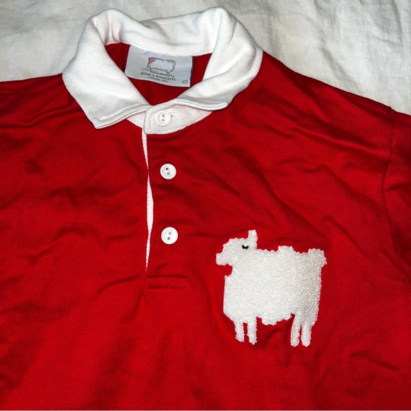 Warm & Wonderful Cropped Sheep Rugby Polo Top in Diana Red - Picture 6 of 13